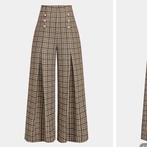 Elegant Checkered Wide Leg Pants